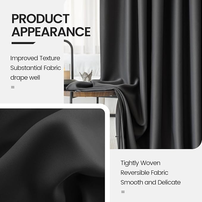 Long Black Out Curtains for Bedroom Windows 108 Inch Length 2 Panels - Image 4