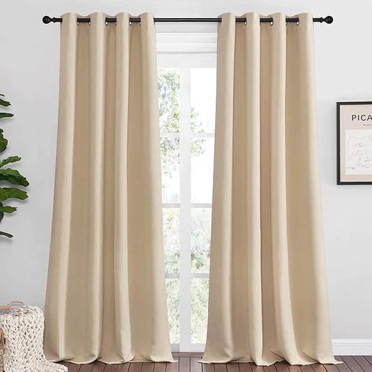 NICETOWN Bedroom Room Darkening Curtains, Biscotti Beige, 1 Pair, 55 inches by by NICETOWN