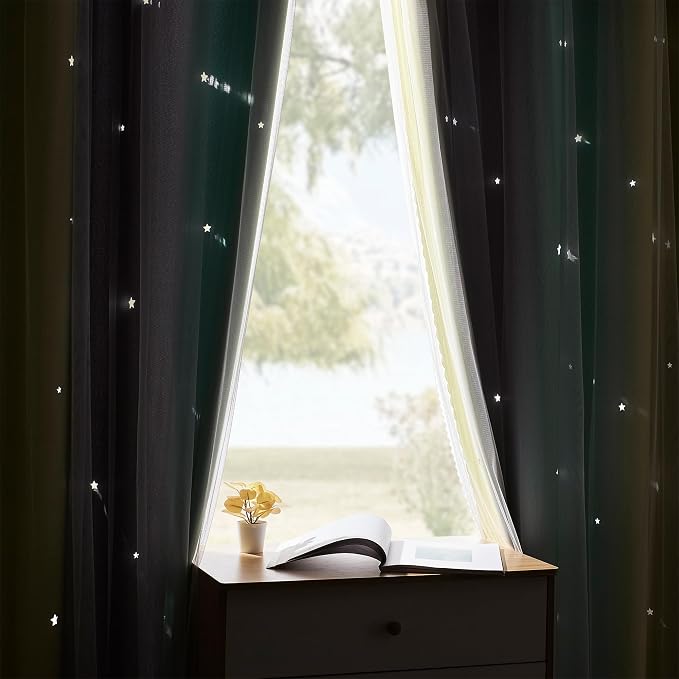 XiDi Curtains for Bedroom Decor, Rainbow GreenYellowGrey34/45/1 - Image 5