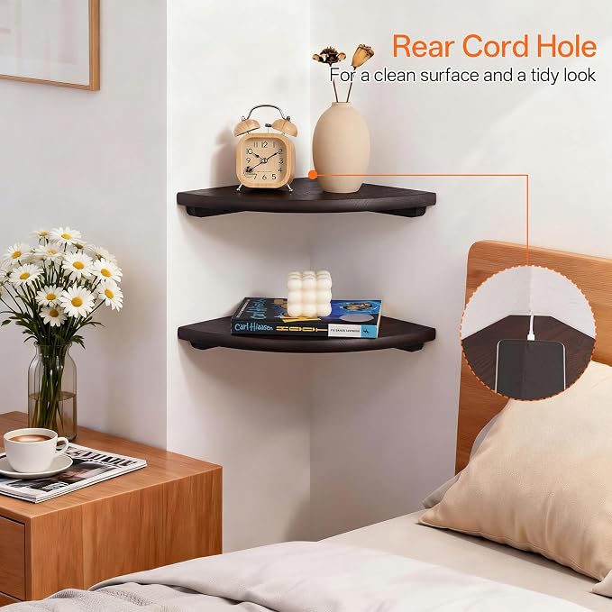 Gieanoo Corner Wall Shelf, 12inch Solid Oak Wood Floating Corner Shelf - Image 6