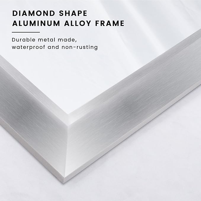 Amorho Bathroom Mirror, 40x38 Inch Silver Thick Metal Framed Wall Mirrors - Image 7