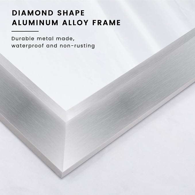 Amorho 28x36 Inch Bathroom Mirror Silver, Thick Metal Framed Wall Mirrors - Image 2
