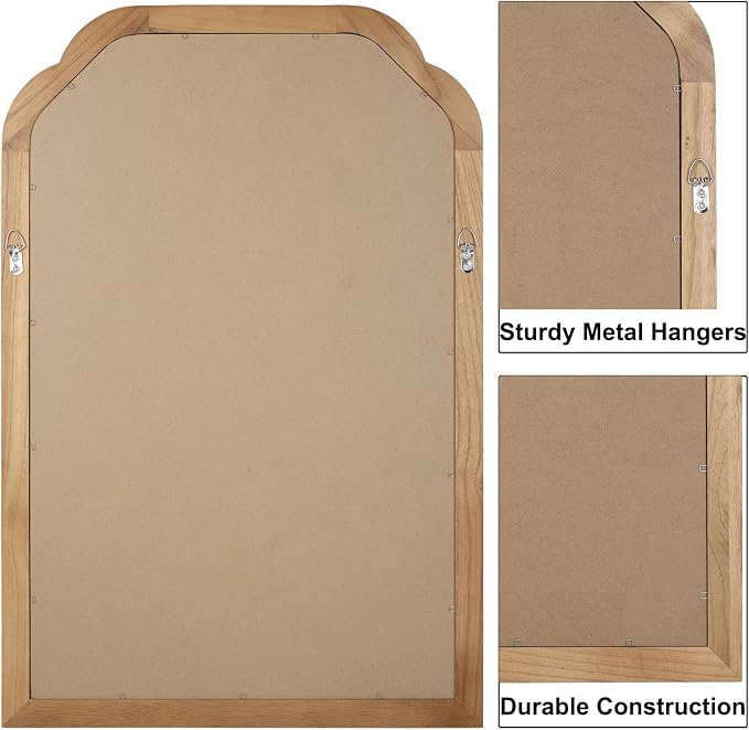 Wood Bathroom Mirror for Wall, 36 x 24 Inch Large Decorative Wall Mirror - Image 4