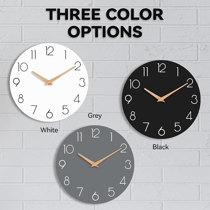 cicininc Wall Clock, 16 Inch Wooden Battery Operated Wall Clocks Silent - Image 2