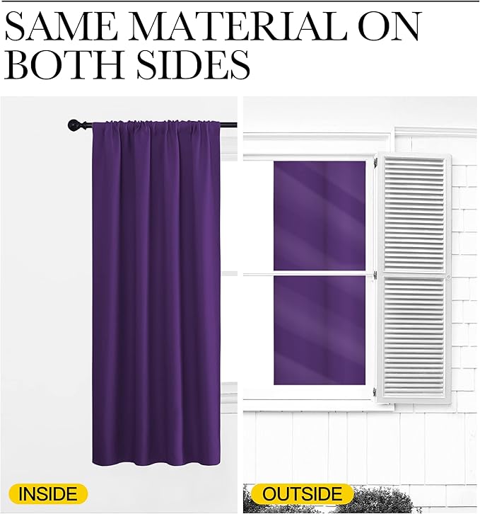 NICETOWN 2 Panels Blackout Curtains, Rod Pocket Window Curtains Room Darkning - Image 7