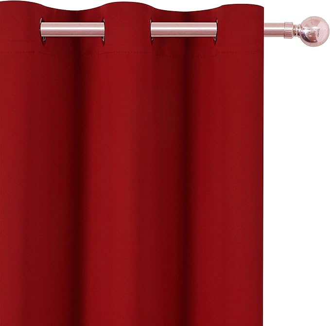 LEMOMO Red Blackout Curtains 40 x 63 Inch Length/Set of 2 Curtain - Image 7