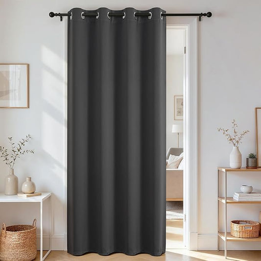 Joydeco Blackout Door Curtain for Doorway Privacy 108 Inches Long, Grommet by JOYDECO
