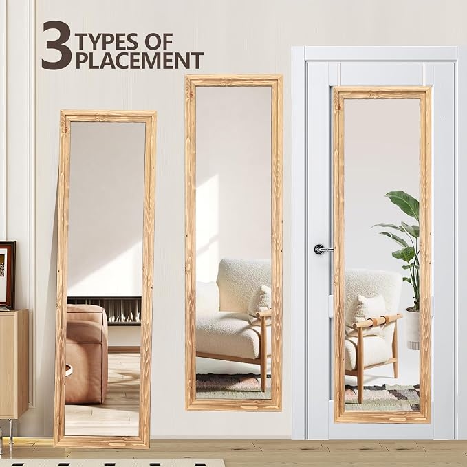 48"x14" Door Mirror, Rustic Full Length Mirror, Over The Door Hanging Mirrors - Image 4