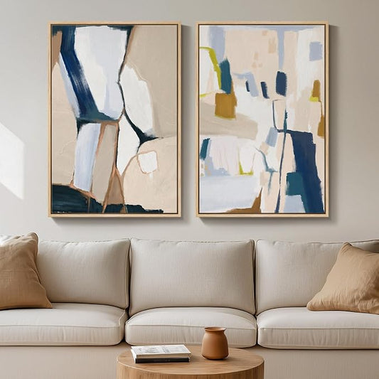 Large Framed Neutral Abstract Wall Art by Cuspin