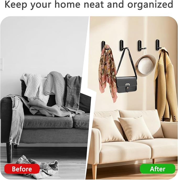 4PCS Foldable Wall Hooks, Flip Down Design - Image 4