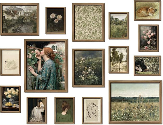 ANERZA 16 PCS Framed Vintage Wall Art Decor, French Country Wall Prints by ANERZA