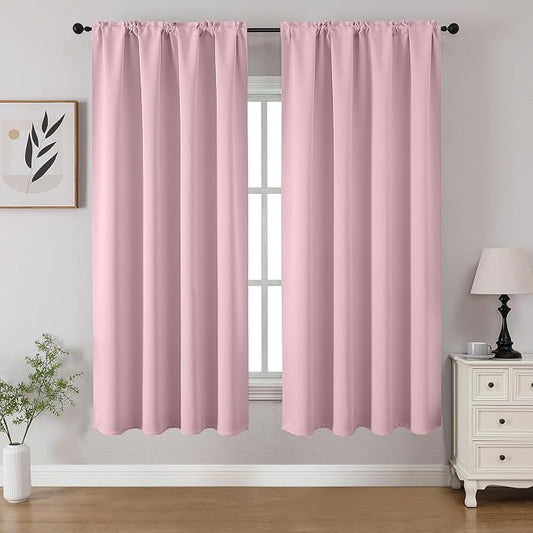 CUCRAF Light Pink Blackout Curtains 54 inch Length 2 Panels Set, Rod Pocket by CUCRAF