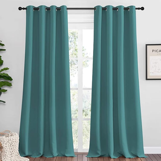 NICETOWN Sea Teal Blackout Curtains 120 inches Length by NICETOWN