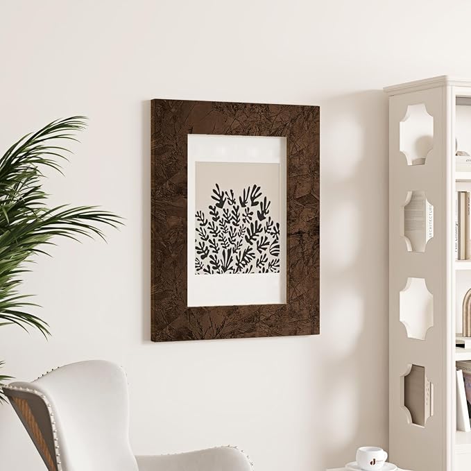Wallercity 17.5''x236'' Brown Floral Leaves Flocking Fabric Wallpaper Peel and - Image 5