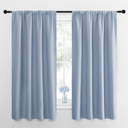 NICETOWN Kitchen Curtains, Short Blackout Drapes, Vintage Blue, 34 in x 45 in by NICETOWN