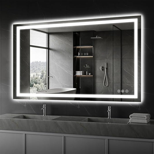 Koonmi 55"x36" LED Mirror for Bathroom, 90CRI Anti-Fog Vanity Mirror by KOONMI