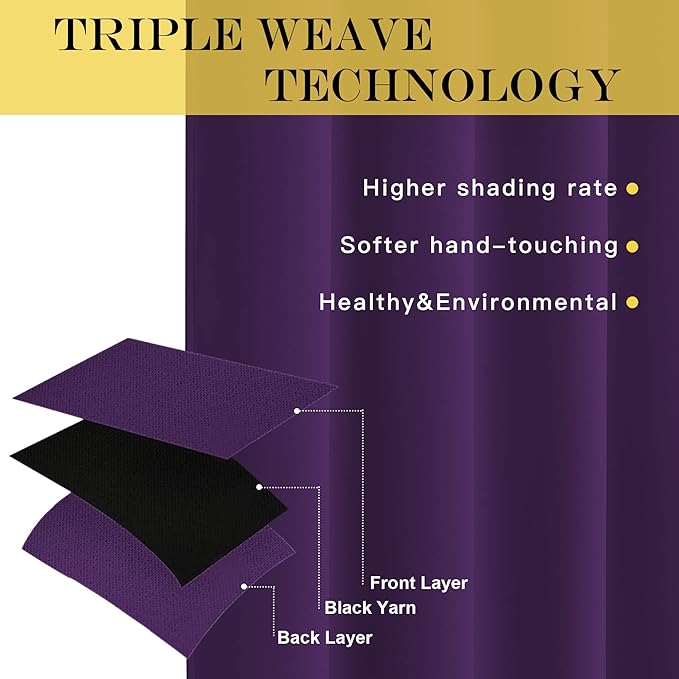 NICETOWN Insulated Sliding Door Curtain - Wide Thermal Blackout Patio Door Curtain Panel, Sliding Door Drapes/Draperies with Grommet Top (Royal Purple, W100 x L84)