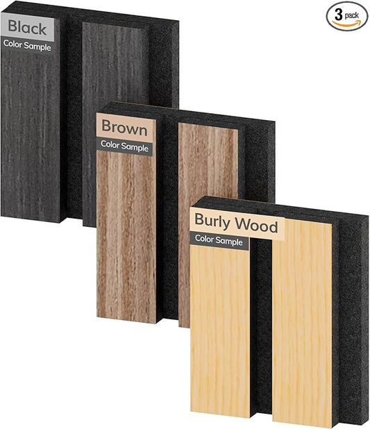TONOR Wood Veneer Acoustic Panel Color Sample, 3.86''x3.15''x0.74'' Wood Slat by TONOR
