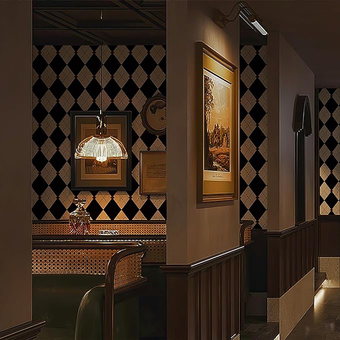 Simon&Siff Retro Peel and Stick Wallpaper Black and White Cream Wallpaper - Image 3