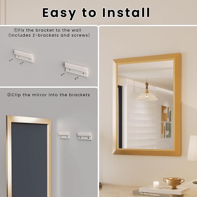 Amorho 28x36 Inch Bathroom Mirror, Wall-Mounted Mirrors Perfect - Image 7
