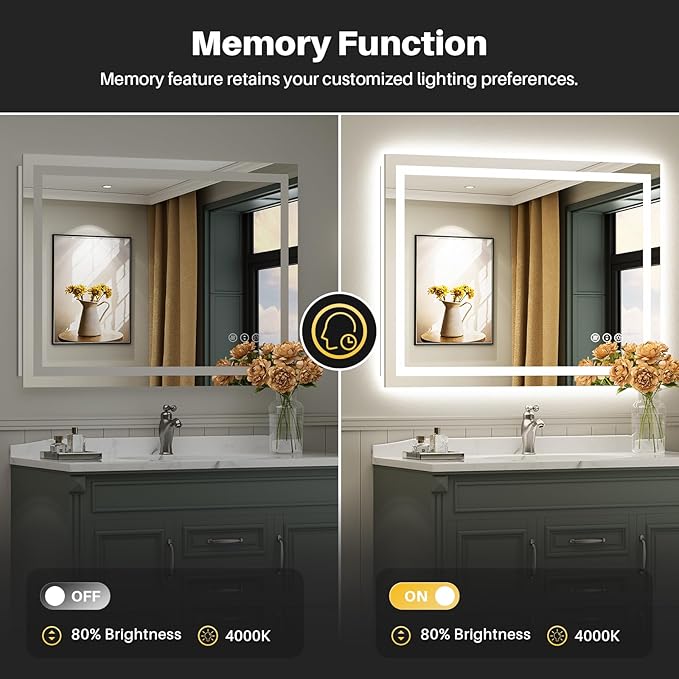 Briivue 44x36 Inch LED Bathroom Mirror - Image 6