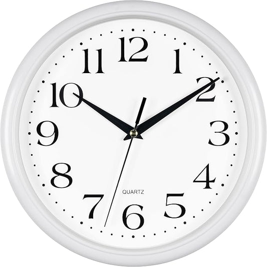 Bernhard Products White Wall Clock Silent Non Ticking 10 Inch Quality Quartz by BernhardProducts