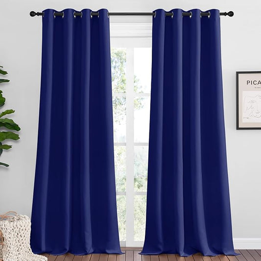 NICETOWN Navy Blue Blackout Curtains 96 inches Length by NICETOWN