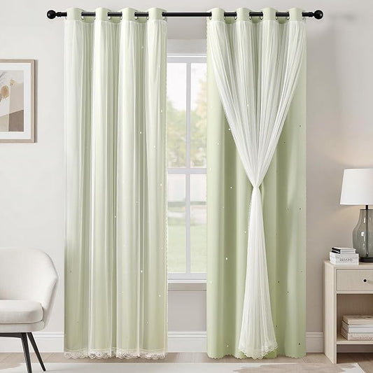 XiDi Green Curtains for Bedroom, Girls Room Blackout Curtains, Kids Room by Addsomecolortolife