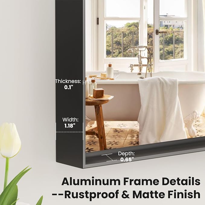 LOAAO Black Bathroom Mirror 55"X36" - Image 5
