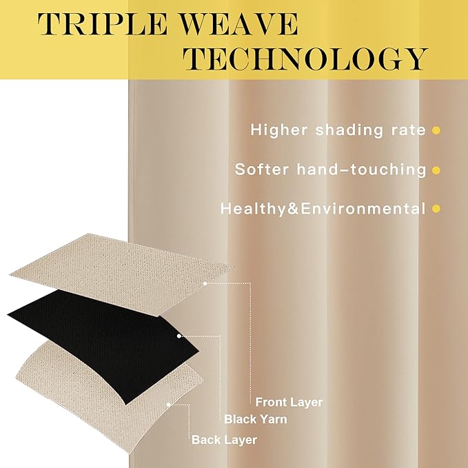 NICETOWN Bedroom Blackout Curtain and Drape - Window Treatment Thermal Insulated Solid Grommet Blackout Drapery for Bedroom (Biscotti Beige, 1 Panel, 52 by 54 inches)