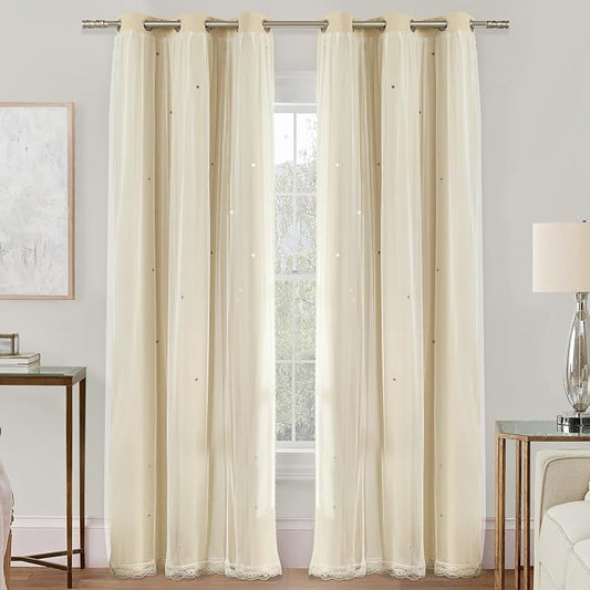 XiDi Curtains for Bedroom Decor Beige34/72/1 by Addsomecolortolife