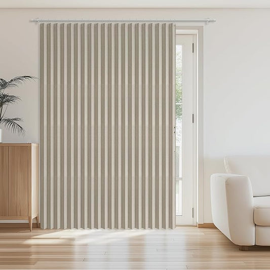 AJAZZ Blackout Accordion Door Curtain 98"x84" Cream White by AJAZZ