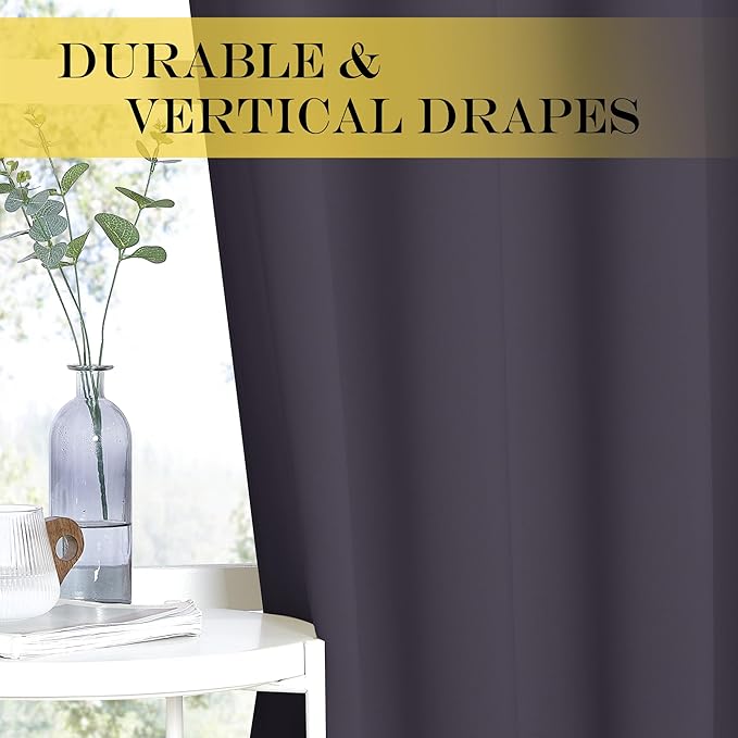 NICETOWN Sliding Door Window Treatment Blackout Patio Door Curtain Panels, Privacy Thermal Drapes for Bedroom Living Room Department with Grommet Top (Greyish Purple, W66 x L110)