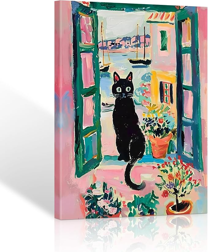 ALMLZL Henri Matisse Prints Open Window Black Cat Wall Art Modern Artwork Still by ALMLZL
