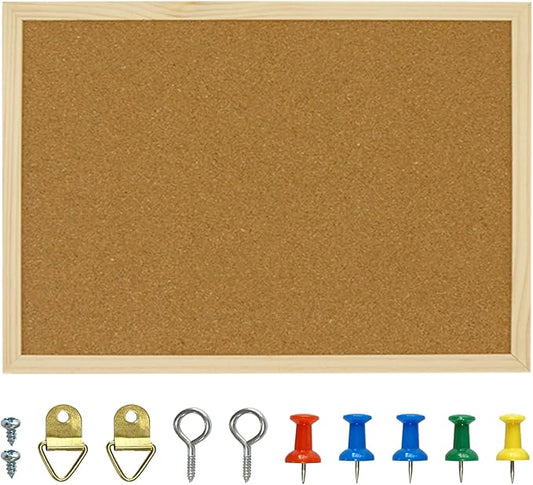 OWLKELA 17.7 X 13.3 Inch Cork Board Bulletin Board, Wall-Mounted Presentation by OWLKELA