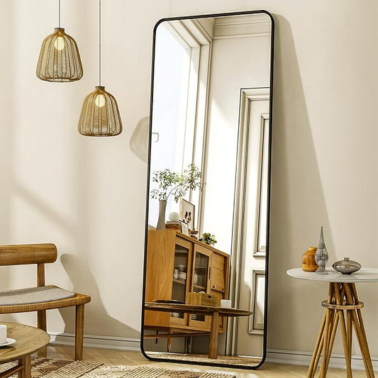 XRAMFY 56"x21" Floor Full Length Mirror Standing Full Body Rounded Corner by XRAMFY