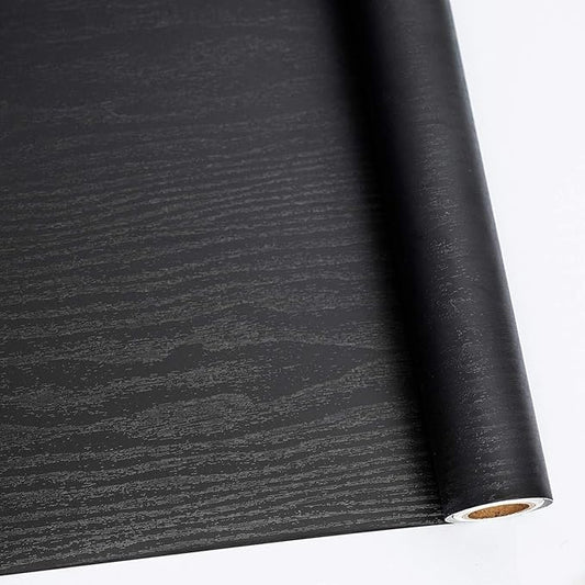 Abyssaly Black Wood Peel and Stick Paper 35.6 in X 118 in Decorative by Abyssaly