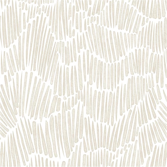 Theper Beige Wallpaper 17.3"×197" Modern Striped Peel and Stick Wallpaper Vinyl by Theper