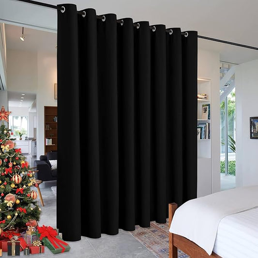 RYB HOME Black Privacy Office Divider Panel Extra Wide Long Curtain, Premium by RYBHOME