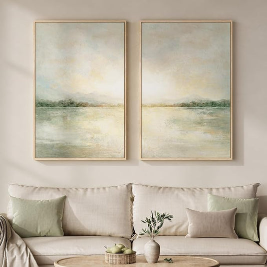 Framed Sage Green Abstract Wall Art by MXART