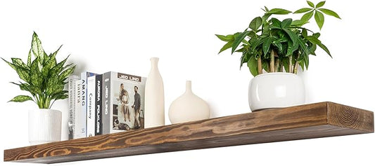 Rusitc Floating Shelves 48 inch Long 8 "deep Set of 1, Heavy Duty Wood Wall by xwne