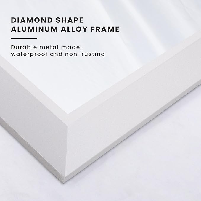 Amorho Bathroom Mirror, 48x35 Inch White Thick Metal Framed Wall Mirrors - Image 2