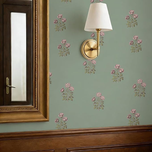 Vintage Floral Wallpaper Peel and Stick Boho Wallpaper Removable Waterproof by LUKUUI