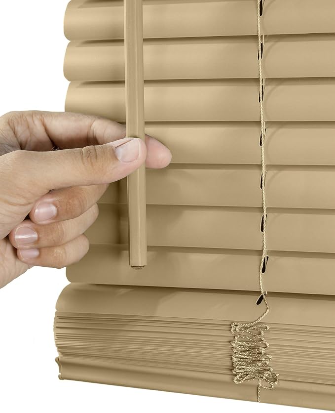 CHICOLOGY Mini Blinds for Indoor Windows – 23"W x 36"H, Cappuccino Horizontal - Image 3