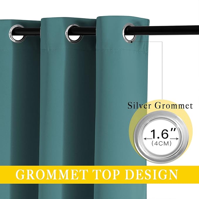 NICETOWN Blackout Room Darkening Window Curtain - Thermal Insulated Solid Grommet Blackout Curtain/Drape for Living Room (Sea Teal, Single Panel, 80 by 84-inch)
