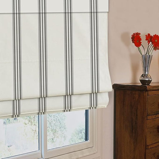 DEJAVU Roman Shade, Classic Grey Stripe Custom Blackout Light Filtering Roman by DEJAVU