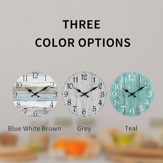 Wall Clock, 10 Inch Silent Non Ticking Wall Clocks Battery Operated, Rustic - Image 3