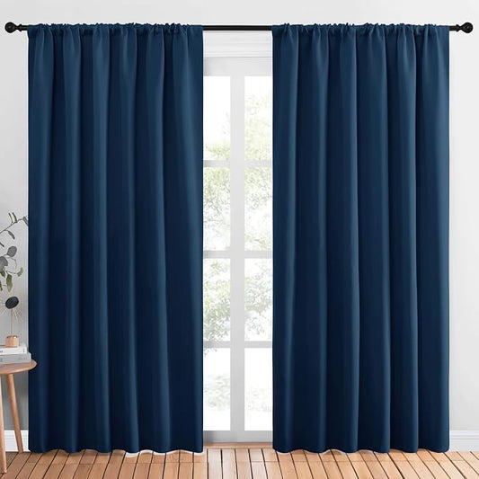 NICETOWN Living Room Curtains, Moroccan Blue, 1 Pair, 70 x 84-inch, Home by NICETOWN