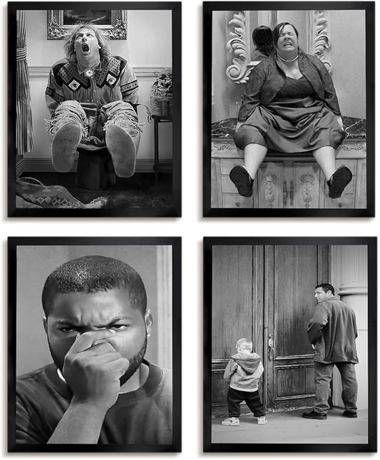 Funny Bathroom Wall Art Set of 4, Vintage Humor Bathroom Decor Wall Art by TWNSWALLART
