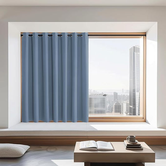 NICETOWN Stone Blue Blackout Curtains 72 inches Long, Grommet Privacy Window by NICETOWN